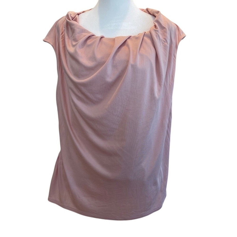 Chicos Sleeveless Cowl Neck Draped Top Pink Size 2 Large Layered Jersey Knit
